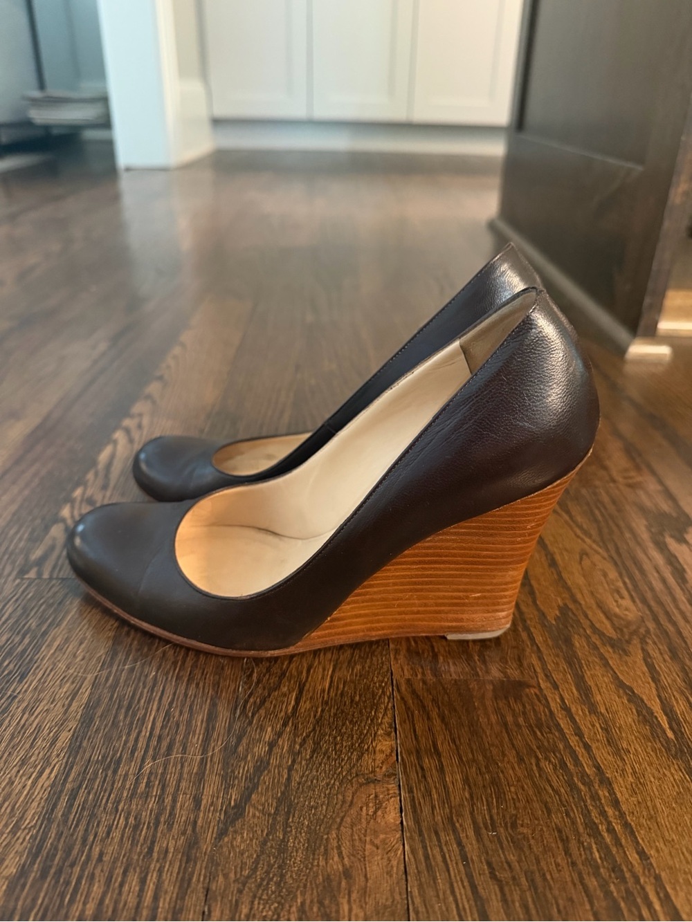Christian Louboutin Black Leather Wedge Pumps - Women's